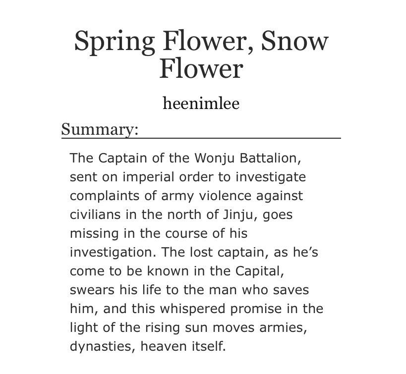 Heenimlee on Twitter "Spring Flower, Snow Flower Historical au
