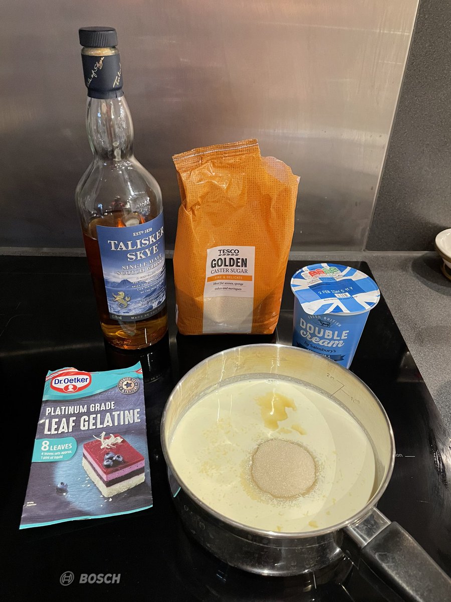 camjwall's tweet photo. Trying to replicate the wonder that was Talisker Panna Cotta at  @EdinbaneLodge for tonight’s Burns Night feast https://t.co/kopZF6iQai