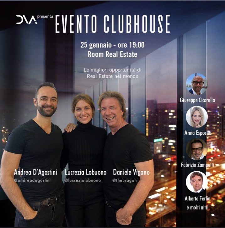 🎙7 segreti per avere successo nel #realestate . Su #Clubhouse con <a href="/giusecicorella/">Giuseppe Cicorella</a> <a href="/danielevigano/">Daniele Viganò</a> andrea D’Agostini Lucrezia Lobuono. 👉Entra qui bit.ly/32uiItR