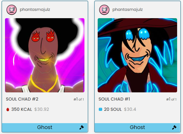 phantasmajulz's tweet photo. First Born SOUL CHADS now live on @ghostmarketio 

Infused with $SOUL eyes 😂
Infused with $KCAL eyes 😍

Will you become the first SOULCHAD ?? 
😂🥶🥵🤖👽🙌🙏🤣😅🫂🧠🫀

https://t.co/ydO8soMgxJ

https://t.co/5vrRMc4iTI https://t.co/h3pqrIvFN4