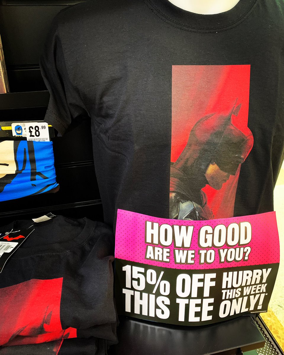 hmvEastbourne's tweet photo. THIS WEEK ONLY‼️
Get ready for #TheBatman with 15% off this brand new Batman T-shirt, featuring Robert Pattinson’s Batman 🦇 💥
#hmvEastbourne #hmv #TeeOfTheWeek @TheBatman #Batman https://t.co/JI1apQtskM