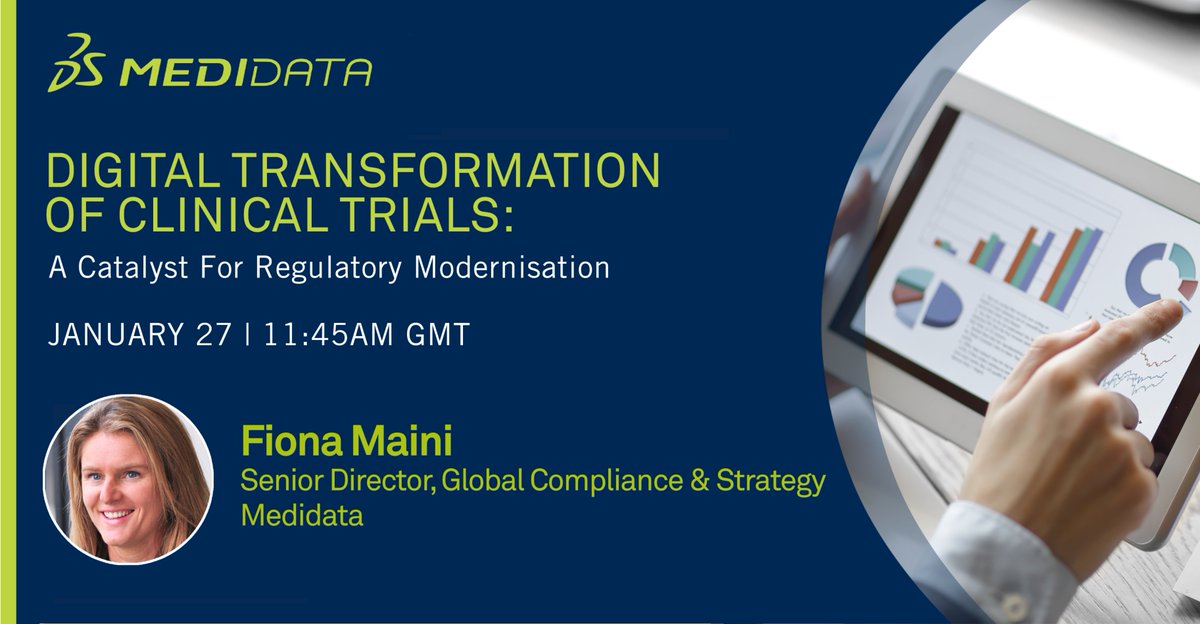 Join Medidata's <a href="/FionaMaini/">Fiona Maini</a> at <a href="/ccra_uk/">Clinical And Contract Research Association</a>'s to explore the digital transformation of #clinicaltrials and changing regulatory guidelines for #decentralizedtrials &amp; #AI. Discover the impact of recent innovations in #healthcare &amp; #lifesciences. Reg today: mdso.io/xkj