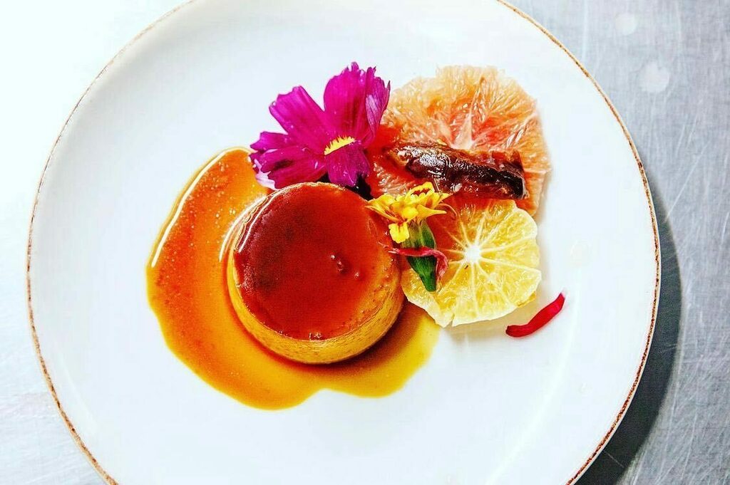 Joy of the Saffron & Orangeblossom Creme Caramel with Date & Citrus Salad on our menu now 🧡 instagr.am/p/CZJ-bRkoKKj/