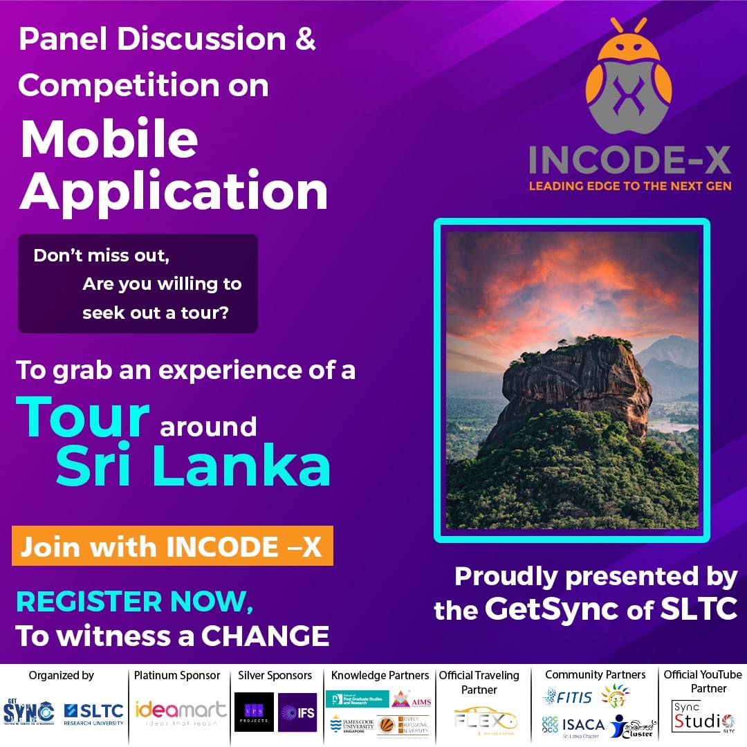getsyncsltc's tweet photo. โญ *Grab an experience of a tour around Sri Lanka*
โญ Certificates for all the participants
*Register Now* ๐
https://t.co/eZzKCF0s9U
Visit our *website* for more information ๐
https://t.co/AFye7flBLm
_Leading edge to next gen_โจ
#INCODE-X
#GetSync
#SLTC https://t.co/759NsIlFAz