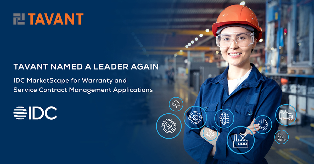 Tavant's tweet photo. Tavant does it again! Named a Leader for the second time in IDC MarketScape. https://t.co/cG8Bok1P8w
#warrantymanagement #IDCMarketscape #Leader #SLM #connectedservice https://t.co/mp7k9M2QaW