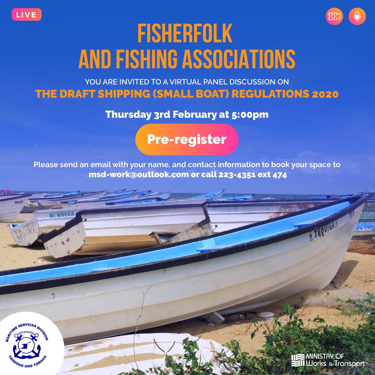 ffostt1's tweet photo. Notice to fishers, mariners and seafarers:
 
Link to the Draft Shipping (Small Boats) Regulations: 
https://t.co/IXoZBXxD8Q https://t.co/gI733vhwRL