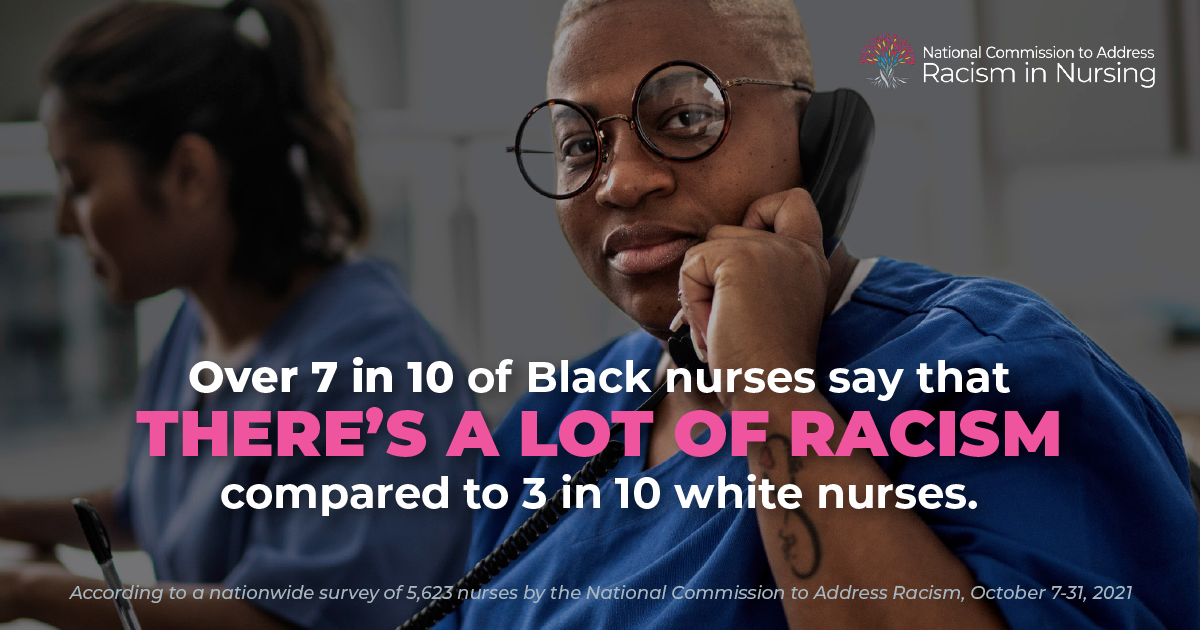 National Commission on Racism in Nursing releases survey findings that show racism is a substantial problem in the profession. Read the full release: bit.ly/3KApKOW
