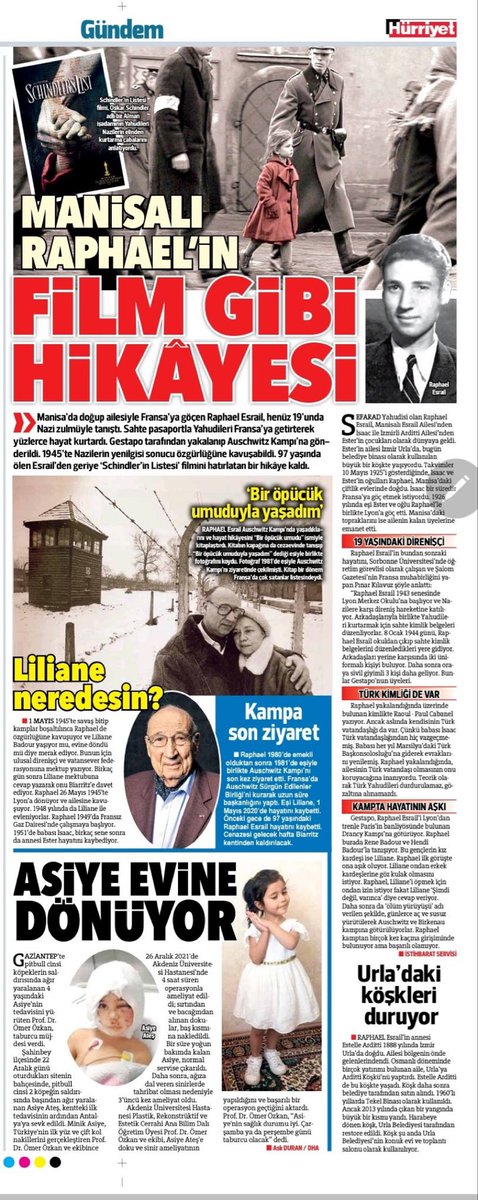 nesialtaras's tweet photo. .@Hurriyet Raphael Esrail’in hikayesini anlatarak, mansete tasiyarak buyuk bir yapmis. Hem de hic goz boyamadan, dogrulari anlatarak. Kim yazmissa eline saglik https://t.co/I4pcXiGMxy