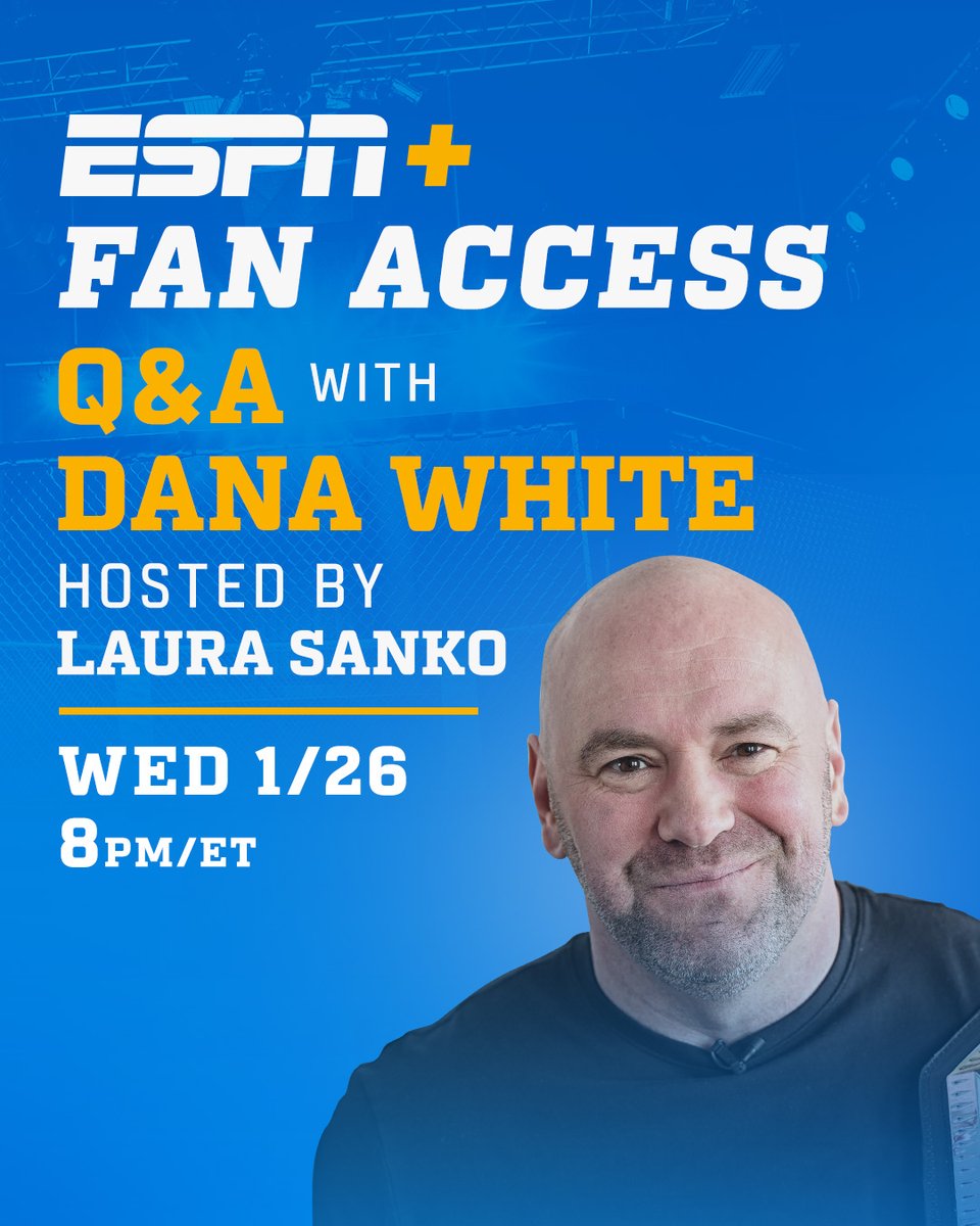 .<a href="/danawhite/">danawhite</a> is heading to <a href="/espnplus/">ESPN+</a> for a Q&amp;A on Wednesday 📲

Reply below with your questions!