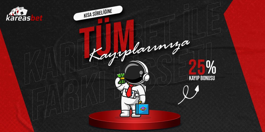 Şaka değil, gerçek! Tüm alanlarda yaşadığınız kayıplara %25 Anlık Kayıp Bonusu sadece Kareasbet'te! 

🔜 bit.ly/3hBveeT