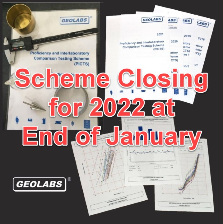GeolabsLimited's tweet photo. The closing date to register for entry into the 2022 
@GeolabsLimited Proficiency and Interlaboratory Comparison Testing Scheme (PICTS) is fast approaching.

Organisations wishing to participate must register their interest by email (picts@geolabs.co.uk) no later than 31/01/2022 https://t.co/eRV8ctmk76