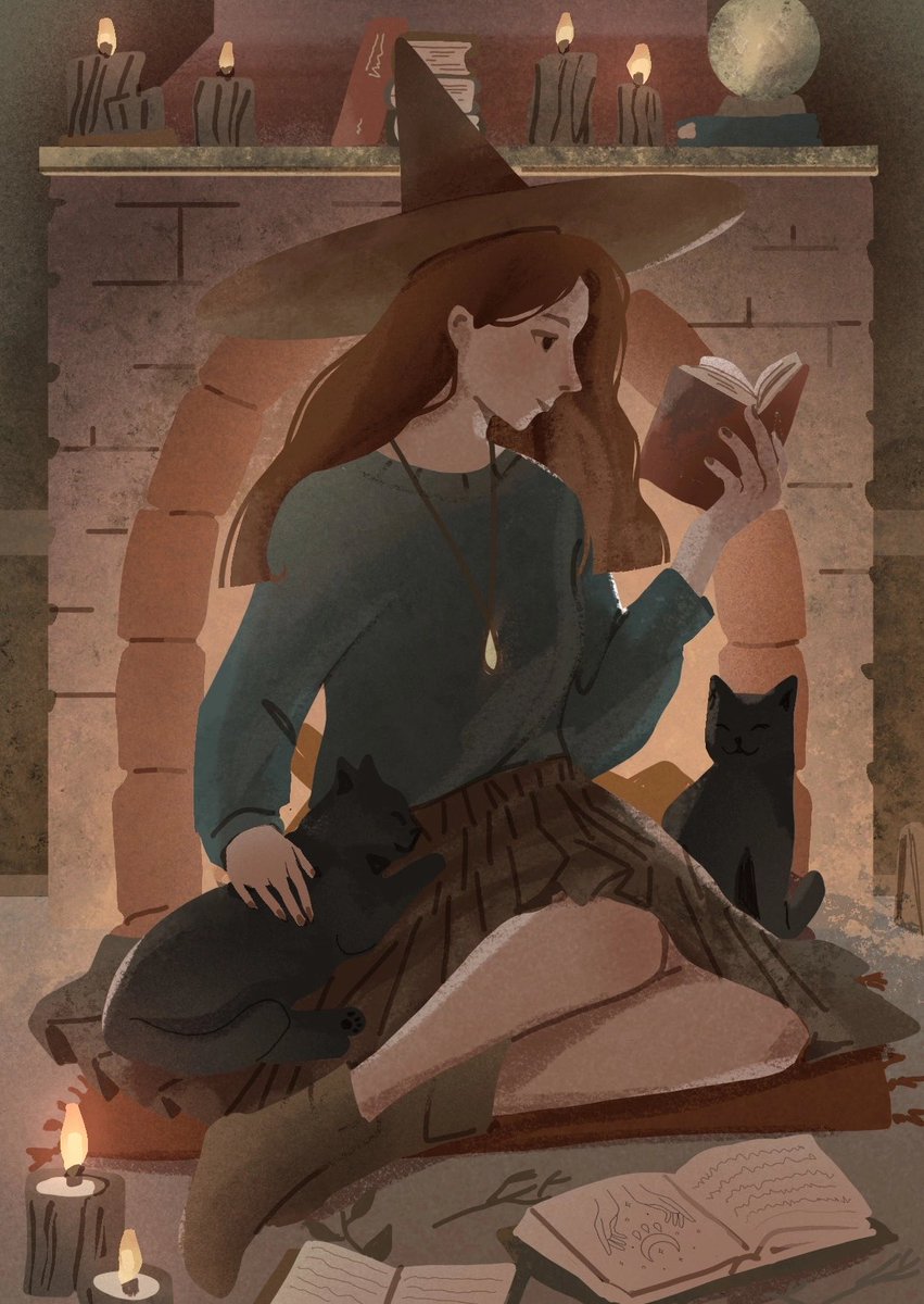naivepinaa's tweet photo. oh to be a witch chilling by a fireplace with her cats and books https://t.co/KkgEv8wGRz