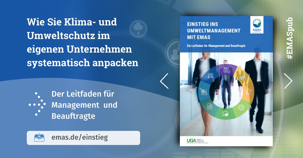 EMAS_Germany's tweet photo. In 8 Schritten erklärt unser Leitfaden den praktischen Einstieg in das europäische Premium-Umweltmanagement. Demnächst veröffentlichen wir zu jedem Schritt ein Videotutorial mit O-Tönen von EMAS-Anwender*innen. Leitfaden downloaden:
https://t.co/SAJlvmUSVQ
#EMASpub #EMASleitfaden https://t.co/vEdIaaxxXI