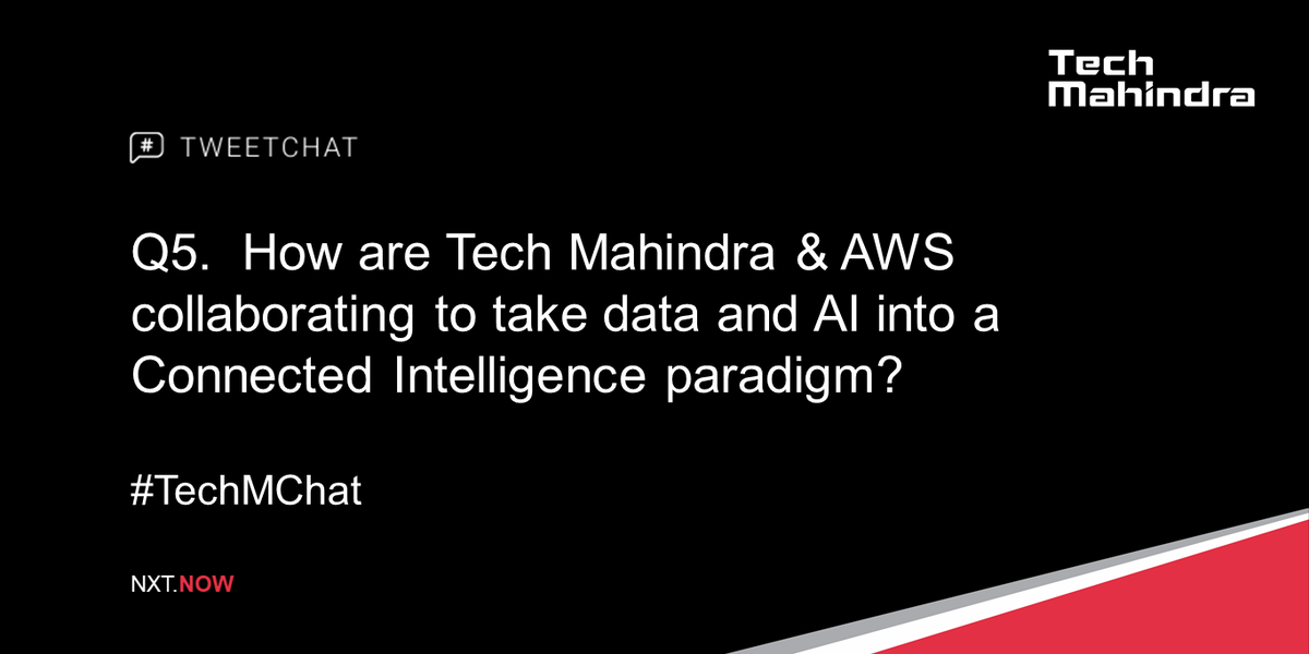 tech_mahindra's tweet photo. Q5. How are @Tech_Mahindra &amp; @AWScloud collaborating to take data and AI into a Connected Intelligence paradigm?

#TechMChat https://t.co/JCxGmLgxrU