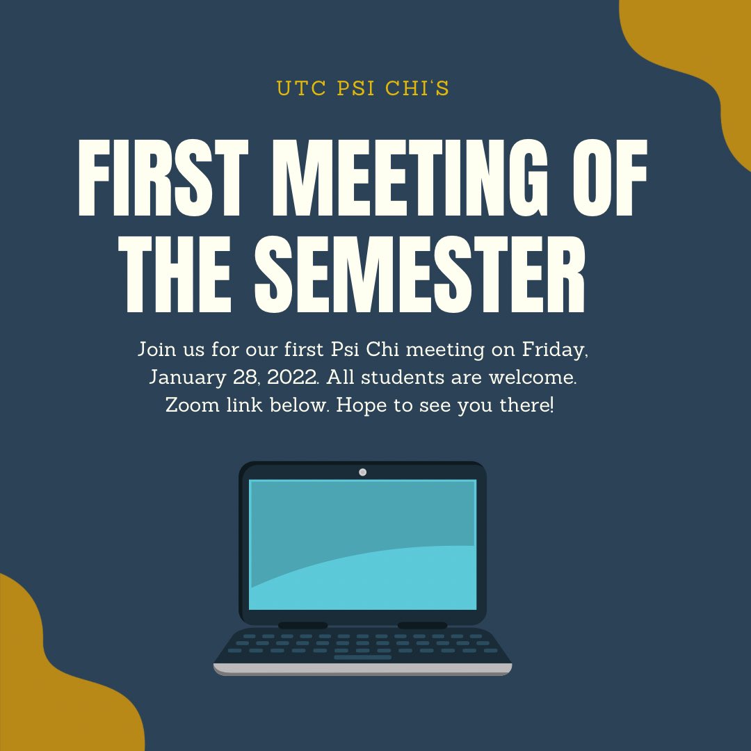 psichiutc's tweet photo. Join us for our first Psi Chi meeting of the semester this Friday, January 28t at 11am. All students are welcome!

Zoom link: https://t.co/50O1Jgunr6 https://t.co/WiOjN5hofk