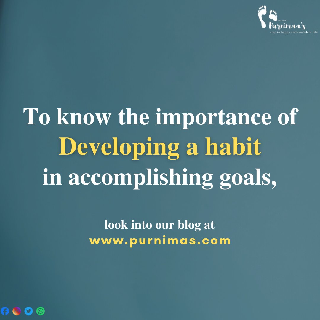 Purnima_coach's tweet image. To know how to track your goals, look into our blog at
purnimas.com/category/blogs/
.
#howtotrackgoals #develophabits #habits #importanceofhabit #goals #success #accomplishgoals #lifecoach #purnimaalifecoach
