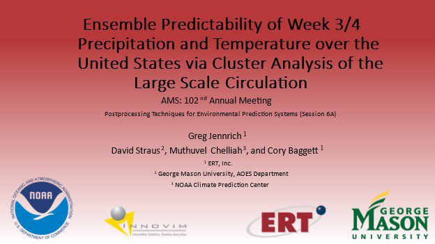 GregJennrich's tweet photo. My #AMS2022 talk today is at 11:45 CST. Stop by if you want to hear some of the latest Week 3/4 research happening at CPC and ERT https://t.co/ubVlKHfVZo