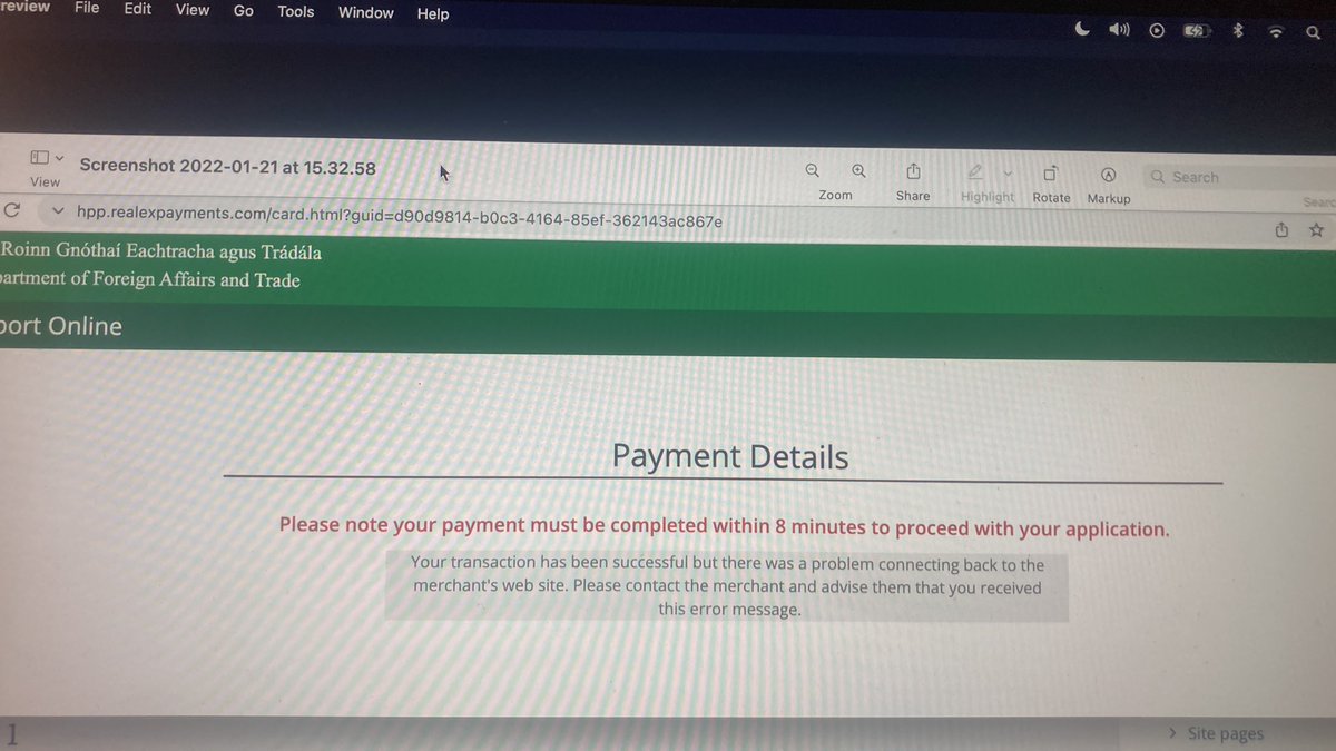 Barry_JMurphy7's tweet photo. @PassportIRL Hi, I’m trying to find out if my application for a passport renewal went through on Friday 21st Jan. After making payment I received the below message, can you please advise?  I cannot get through to customer service, tried calling six times today. https://t.co/7gKp5PrAaA
