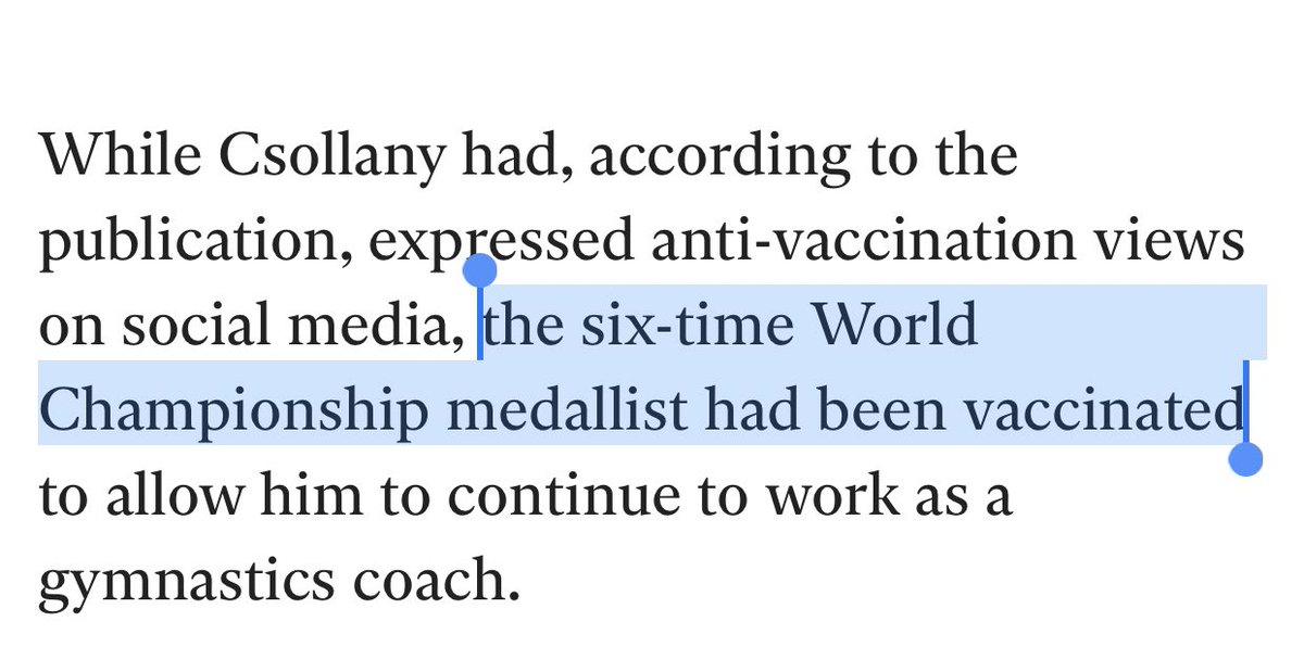 Headline: “Anti-vax Olympic gold medalist dies of Covid”

Actual story: “…the six-time World Championship medalist had been vaccinated”
