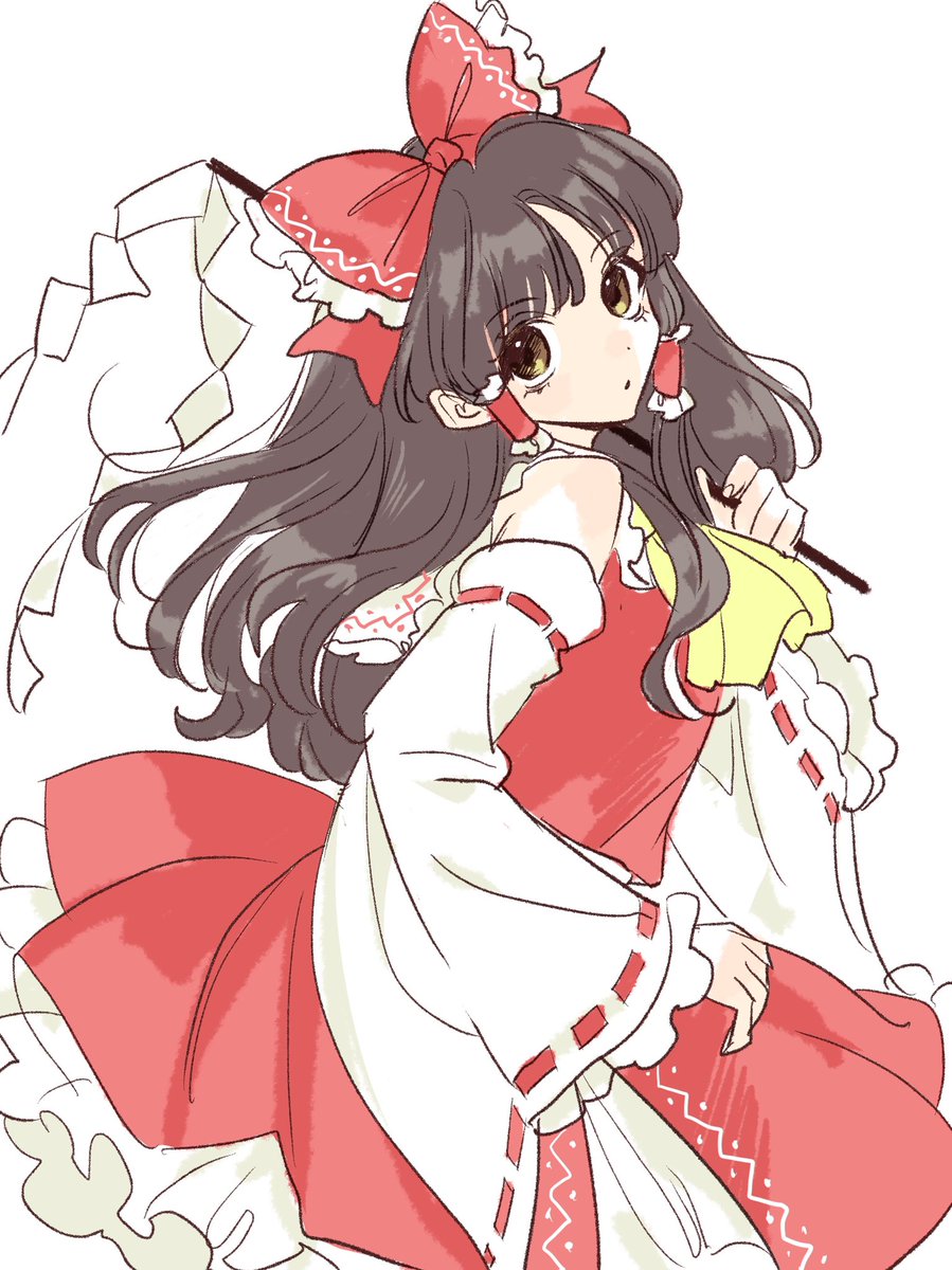 hakurei reimu 1girl solo detached sleeves bow red bow hair bow hair tubes  illustration images