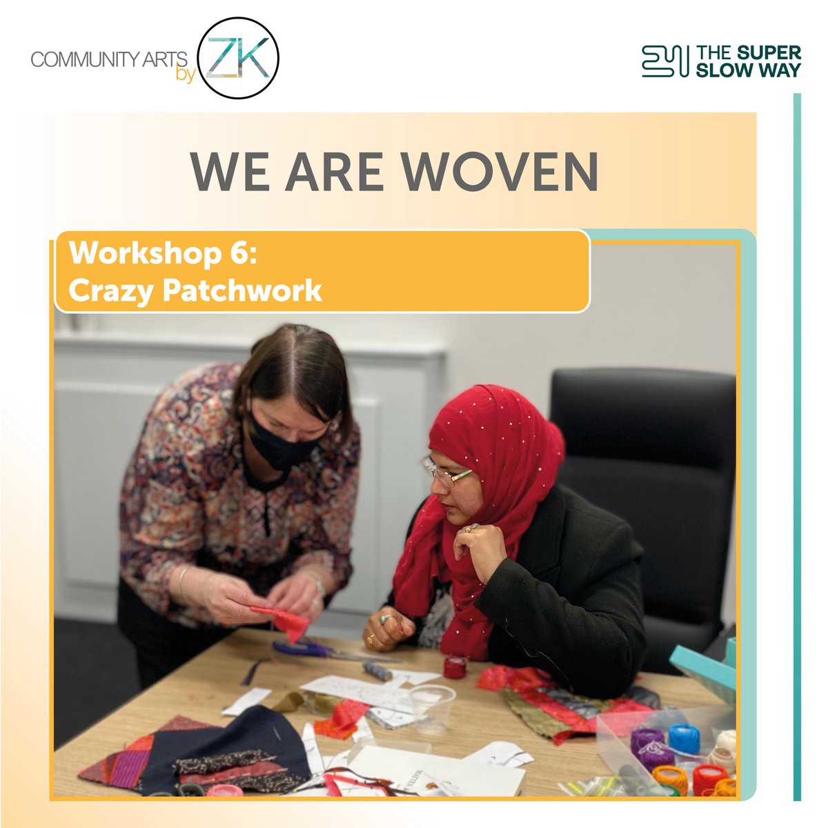 In yesterday's workshop with Jenny Waterson, we made crazy patchwork samples! We had a great time!

Thank you to Jenny and the Super Slow Way for this fantastic project!

@jw4art @Superslowway @BPRCVS @InSitu_1 @NorthlightE #art #textiles #crazypatchwork #communityarts #workshop https://t.co/Z2Ix5iAf6I
