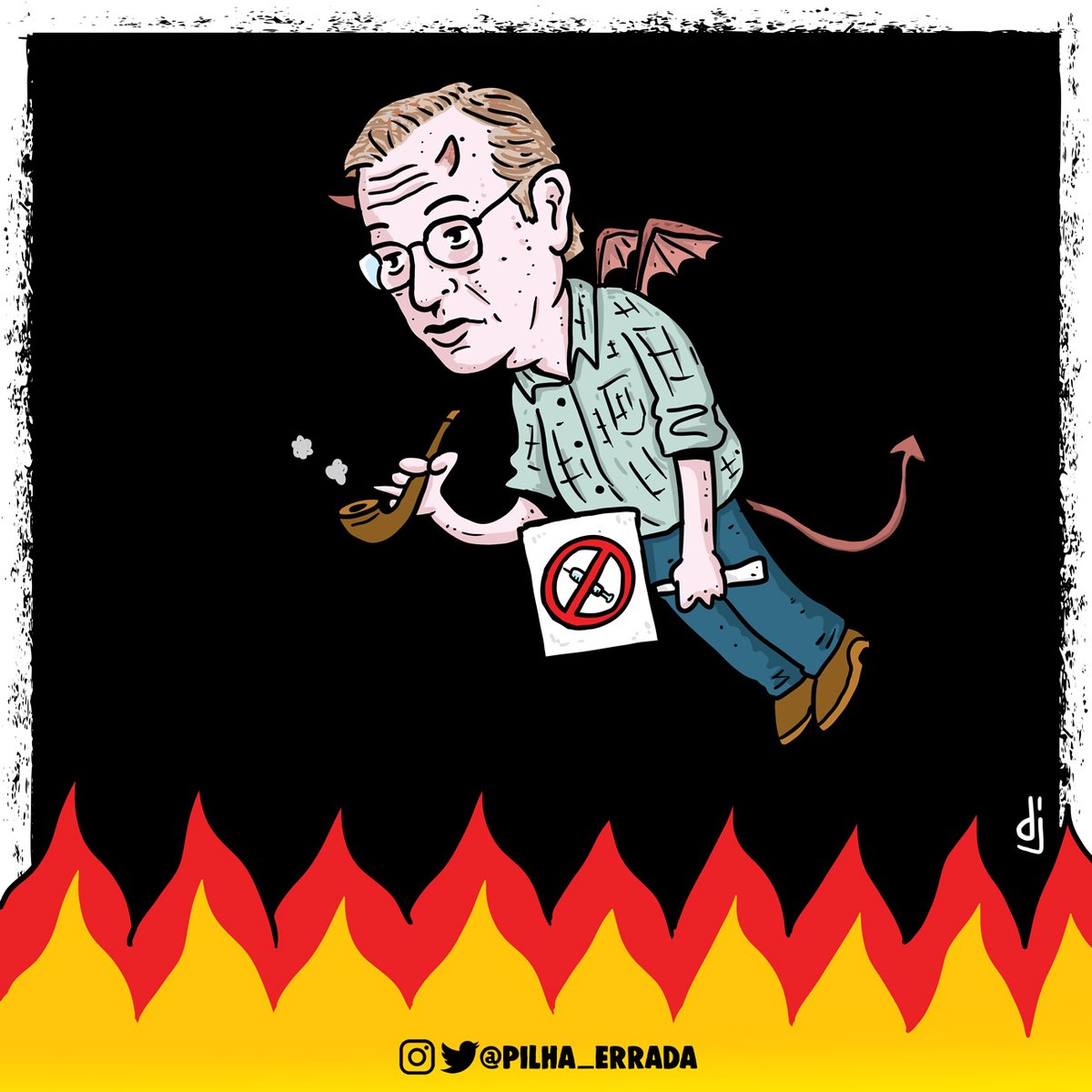 "Sempre que morre algum famoso, todos os cartunistas o desenham com asinha indo para o céu."
#cartum #cartoon #cartoonart #charge #chargepolitica #humor #humorbr #humorbrasil #instahumor #pilhaerrada #olavodecarvalho #ripolavodecarvalho #inferno #highwaytohell