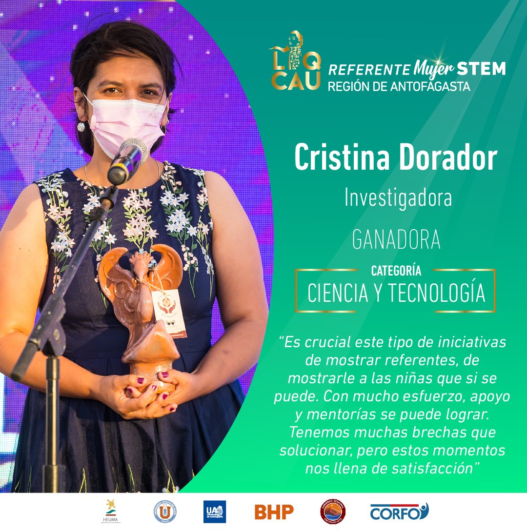 💜En la ceremonia de premiación del PREMIO REFERENTES MUJER STEM, REGIÓN DE ANTOFAGASTA se reconoció el talento y pasión de mujeres que inspiran e impactan.💪

🤩Por ello queremos compartir parte de las palabras de la ganadora de la Categoría Ciencia y Tecnología, <a href="/criordor/">Cristina Dorador Ortiz 🦩</a>