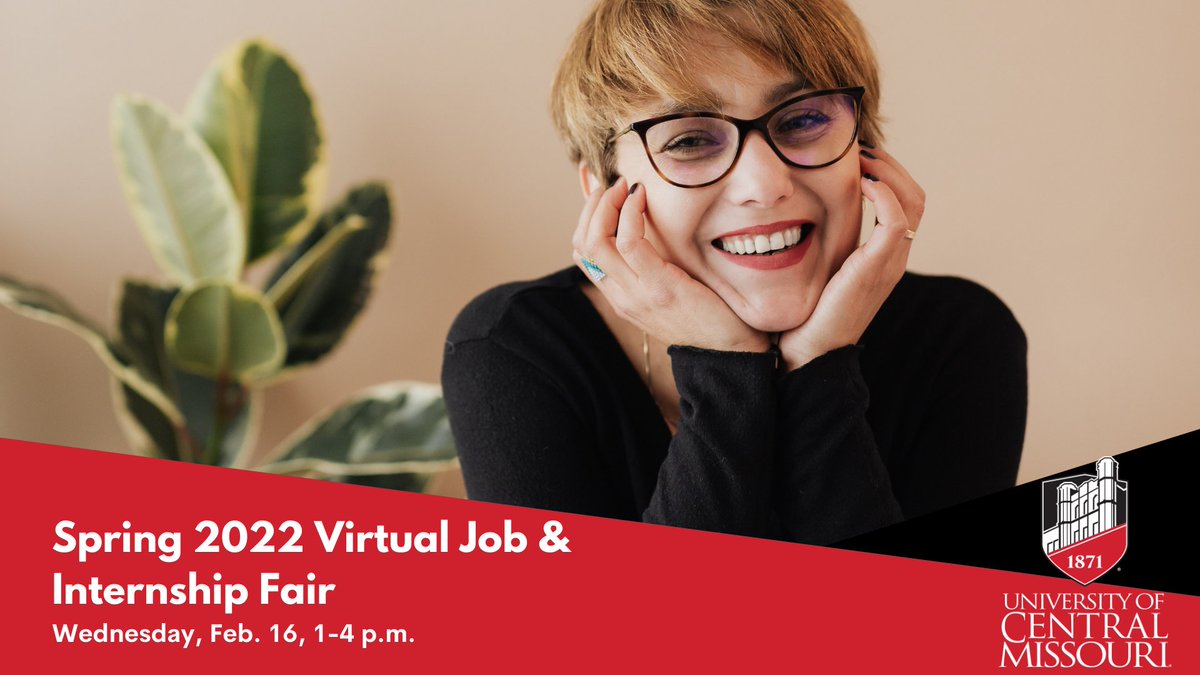 UCentralMO's tweet photo. Mark your calendars: @UCMCareer's Spring 2022 Virtual Job &amp; Internship Fair will be held Wednesday, Feb. 16 from 1-4 p.m. Students of all majors are invited to explore a multitude of career opportunities.

Register via Handshake: https://t.co/9nERGtfI7U https://t.co/BkWbnFr6FM