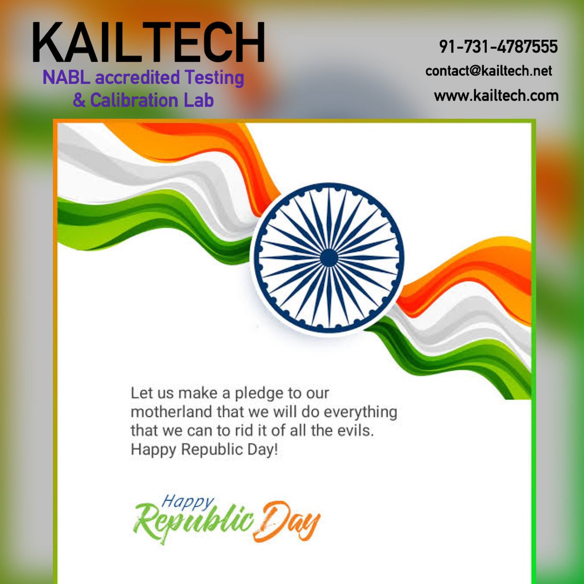 Kailtech_Lab's tweet image. Let’s make a promise that we would not let the hard sacrifices of our brave freedom fighters go in vain.Happy Republic Day#republicday2022 #republicday #indiarepublic #india #iso17025 #iso45001 #iso90012015 #kailtech #kailtechlab #nabl #calibration #testinglab #biomedical #biscrs