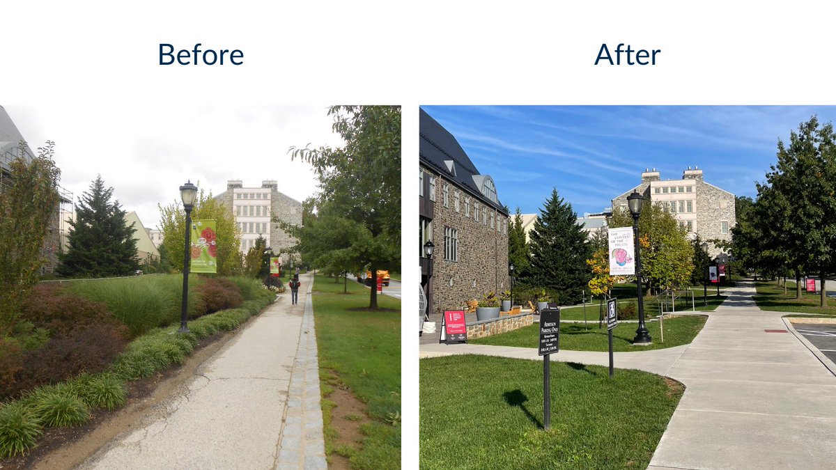 NaveNewell's tweet photo. It's #TransformationTuesday! The entrance to the Whitehead Campus Center at Haverford College was redesigned to create a serene, yet dynamic environment. Read more: https://t.co/g4aodZipRc #beforeandafter #landscapedesign #hardscapedesign #campusprojects #civilengineers https://t.co/at00P5D9Nj