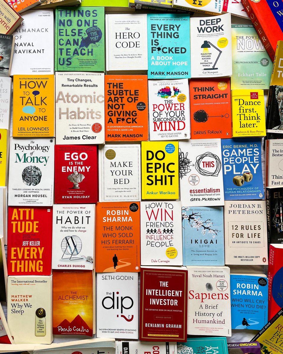 librarymindset's tweet photo. 30 Books To Read

1)The Almanack of Naval Ravikant
2)Things No One Else Can Teach
3)The Hero Code
4)Everything is f
5)Deep Work
6)The Power of Now
7)How To Talk To Anyone
8)Atomic Habits
9)The subtle art of not giving a f
10)The Power of Your Subconscious Mind https://t.co/OQHRyxaTQB