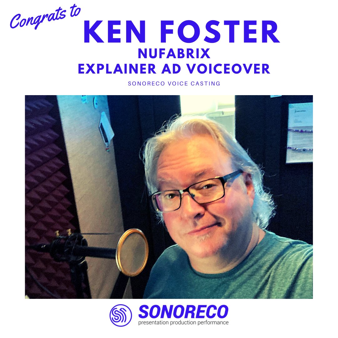 sonoreco's tweet photo. Congrats to @kenfostersvoice for booking an explainer #voiceover for @Nufabrx1 -- you look thrilled! LoL #voiceovers #voicecasting #SONORECO #voiceactors #narrators #narration #topvoicetalent 🎙️💥🎉Follow @sonoreco https://t.co/WejLnrWcVb