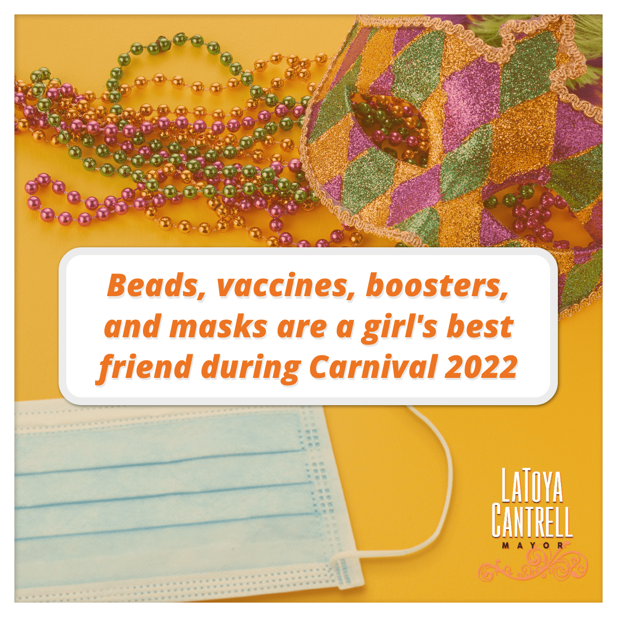 Y'all remember to stay safe during Carnival 2022. That means masking up, getting vaccinated, and getting boosted. 

Learn more about how you can stay safe at ready.nola.gov. #nola #carnival