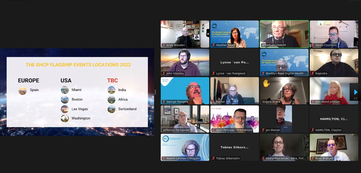 ECHAlliance's tweet photo. It was great meeting today with our Global Health Connector Partnership council members and partners to share #GHCP Summits around the globe during 2022 and discussing our priority themes for the year including Health Inequalities.
#GlobalConnector #globalcommunity #digitalhealth https://t.co/dMzkyJ9AUj