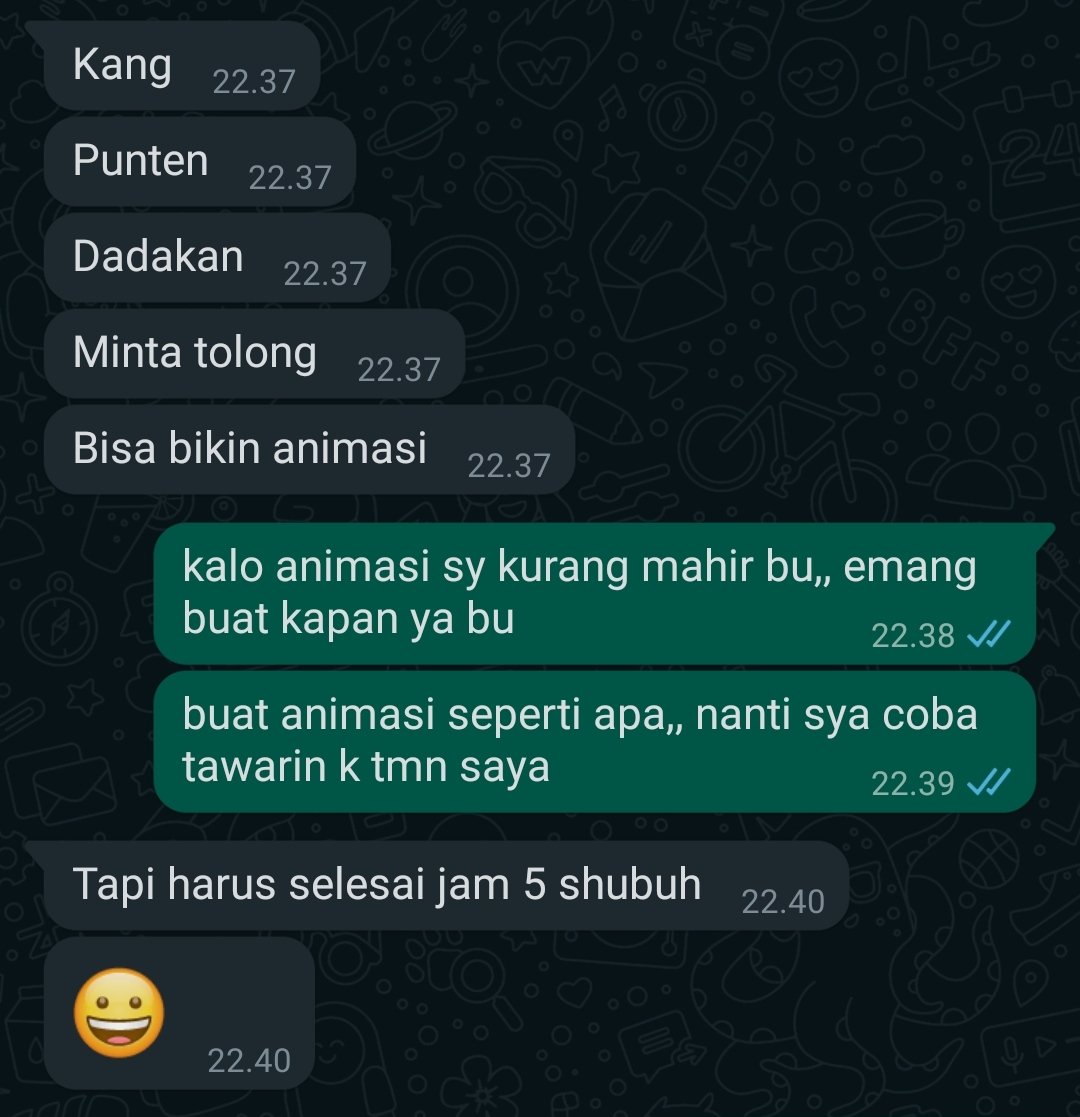 sekalinya ada client 
oke sip