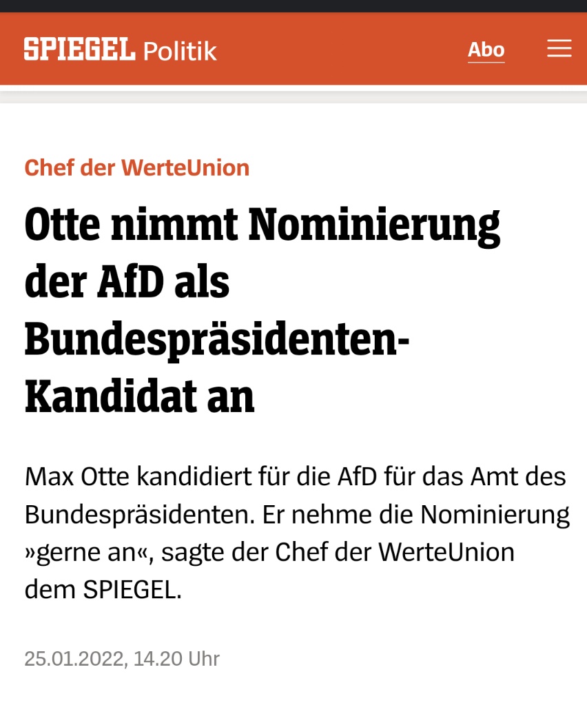Shiirkan's tweet photo. ### Breaking News ###

Ein Rechter nimmt die Nominierung durch eine offen Rechte Partei an und bezeichnet es als Ehre...

#fckafd #FCKNZS #Otte 
@CDU @AfD @derspiegel @BfV_Bund https://t.co/K99J7E2CLy
