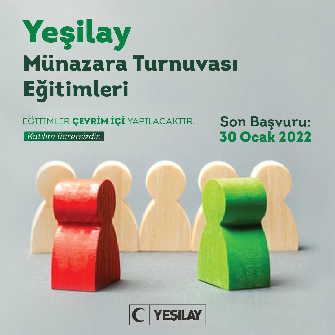 Yeşilay Münazara Turnuvası kapsamında; katılımcıların gerekli olan temel becerileri kazanmalarını amaçladığımız Öğrenci Münazara Eğitimleri başlıyor!
Eğitim süreci boyunca eğitmenlerimiz, katılımcıları programın bir sonraki etabı olan bölge şampiyonalarına hazırlayacak.