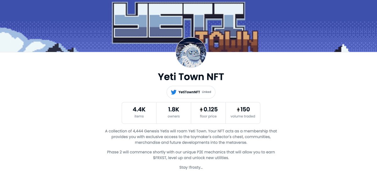 Yeti Town 💀 (@yetitownnft) on Twitter photo In celebration of our upcoming reveal...
One of our residential community whales decided to donate 2x Yeti for free, to be raffled off to 2 lucky winners!
To enter, simply:
✅ Like, RT & Tag 3 Friends
✅ Follow <a href="/YetiTownNFT/">Yeti Town 💀</a>
✅ Join our discord, discord.gg/yetitown
#NFT In celebration of our upcoming reveal...
One of our residential community whales decided to donate 2x Yeti for free, to be raffled off to 2 lucky winners!
To enter, simply:
✅ Like, RT & Tag 3 Friends
✅ Follow <a href="/YetiTownNFT/">Yeti Town 💀</a>
✅ Join our discord, discord.gg/yetitown
#NFT