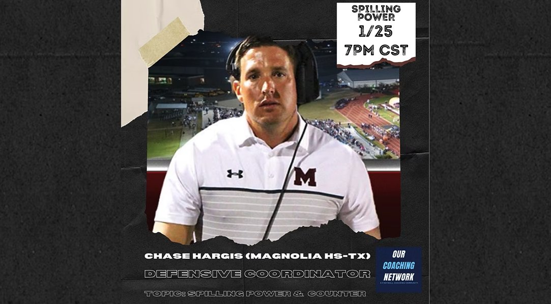🏈Defensive Coaches🏈

We're LIVE tonight with <a href="/ChaseHargis/">Chase Hargis</a> Defensive Coordinator at Magnolia HS (TX) 

Topic: Spilling Power &amp; Counter White✅

Link to join us is on the events page at OurCoachingNetwork.com