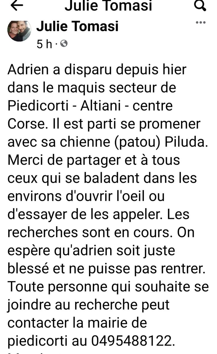LecaLetizia's tweet photo. Si vous etes ds la région, si vous êtes en mesure d'aider ds les recherches, contactez la mairie (numéro ci-dessous) 🙏 https://t.co/HoCHVrtwSl