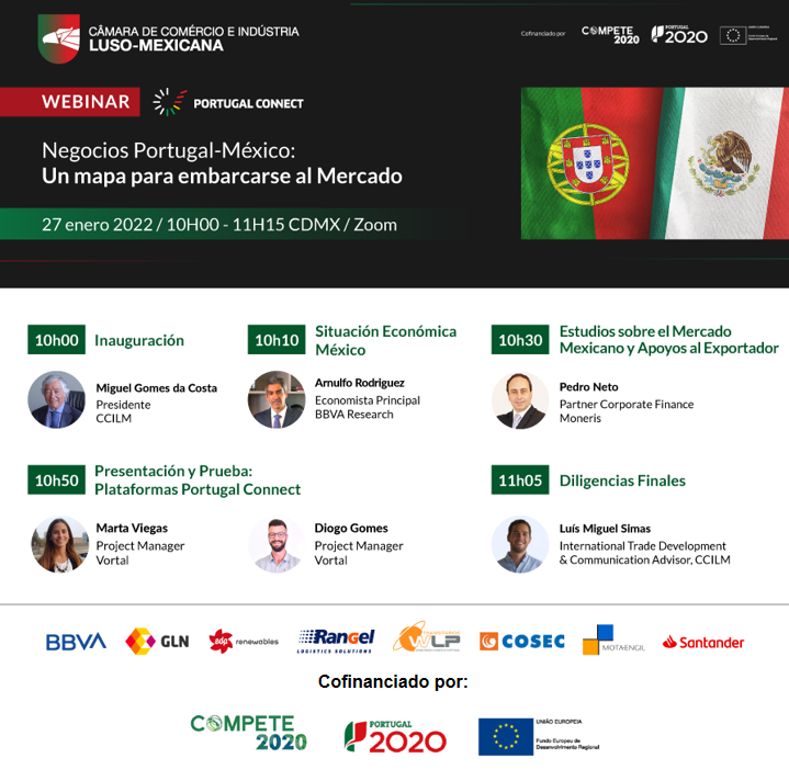 ComceEuropa's tweet photo. Este 🗓️Jueves 27 de Enero no te pierdas el webinar organizado por la #CCILM 

🇵🇹🇲🇽"Negocios Portugal-México: Un Mapa para Embarcarse al Mercado" Con Arnulfo Rodríguez, Economista Principal de @BBVAResearch 

⏰10am (Tiempo CDMX) 
Registro #SinCosto ✍️https://t.co/TVToJljEsU https://t.co/38c1fIVYQL
