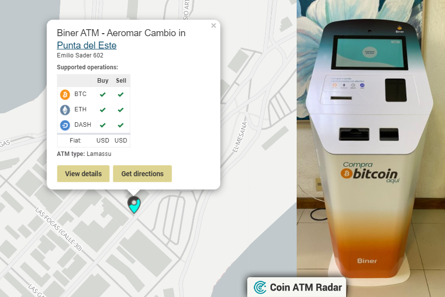 CoinATMRadar's tweet photo. Just installed @LamassuBTC #bitcoin ATM at Biner ATM - Aeromar Cambio in #PuntadelEste 🇺🇾. Operated by #biner. Supported coins: #BTC, #ETH, #DASH
https://t.co/JfOqWmS0Qm https://t.co/DSvqow984j