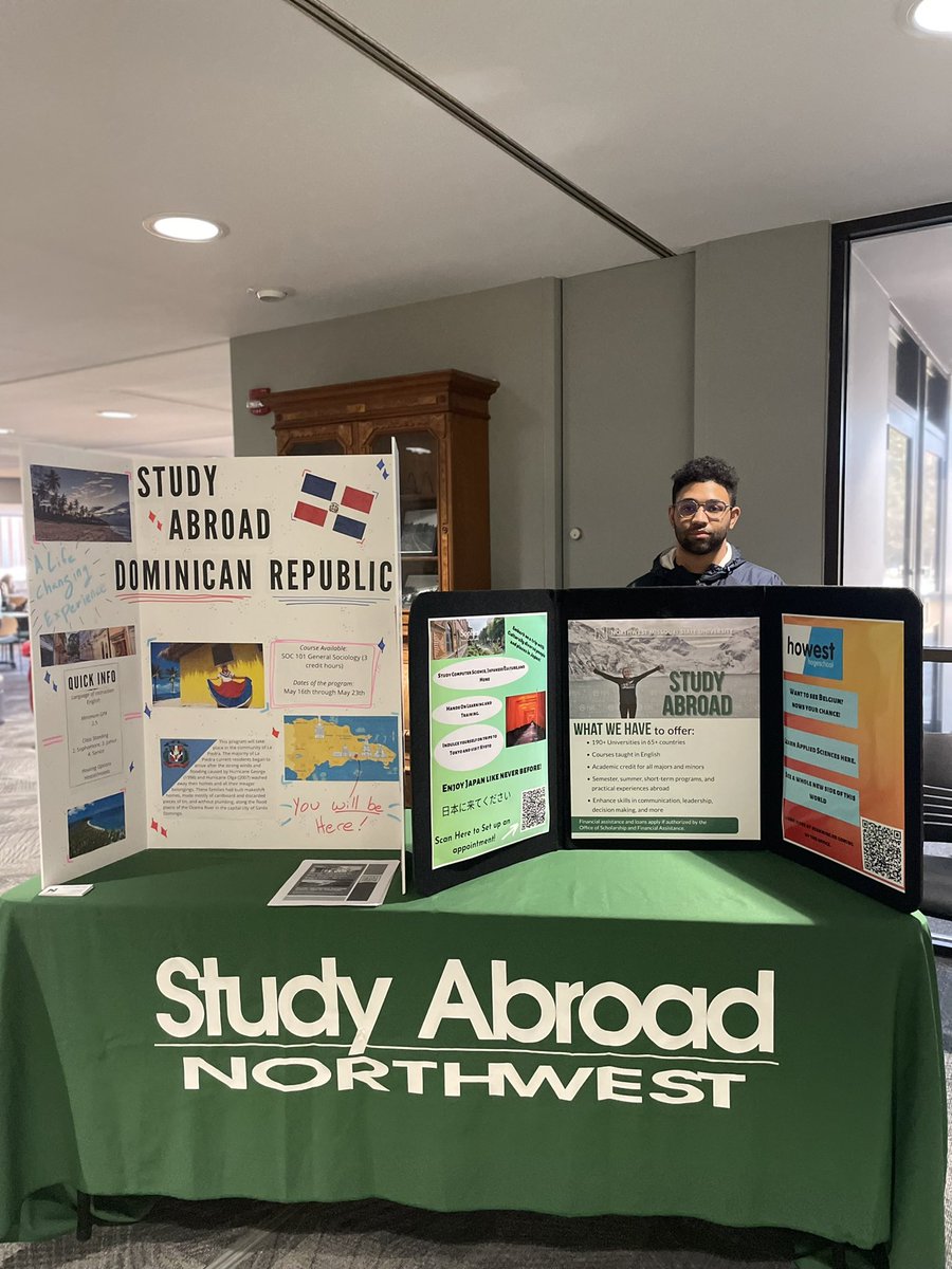 NWGoAbroad's tweet photo. Hello Bearcats, please do stop by our info table at B.D. Owens Library to learn more about Faculty-Led SA program in Dominican Republic, Sophia University - Japan and Howest University (Direct/Exchange programs). 🇩🇴🇯🇵🇧🇪✨ https://t.co/ck0eTMAQok