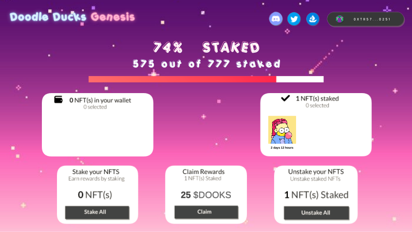 Doodle Ducks Genesis Staking UI 🧬💸

Doodle Ducks Genesis first major roadmap "✅" about to come true!

Mint your Doodle Ducks Genesis now and be prepared to earn some passive $DOOKS 😋

Mint: doodleducks.eth.link

#nft #nfts #opensea #nftcollection #metaverse #nftcollector