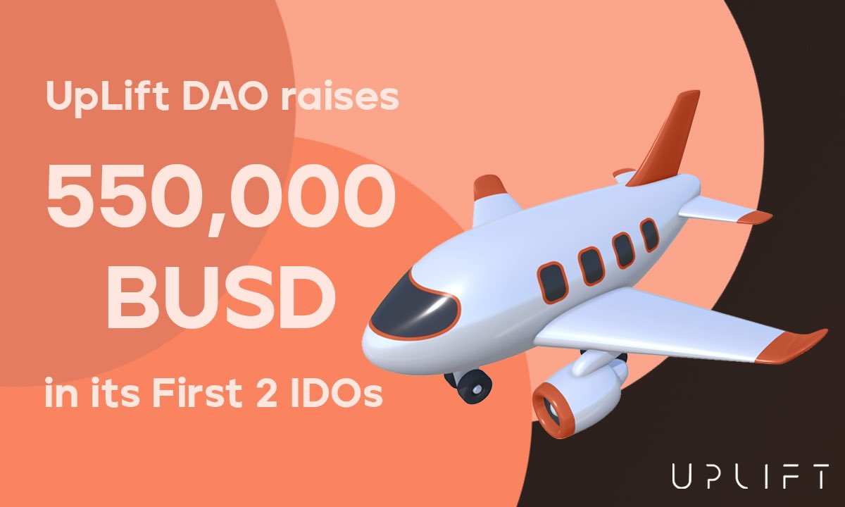 UpliftDao's tweet photo. Hello UpLifters!👋
💪We’ve successfully raised 550,000 $BUSD in total for our first 2 IDOs.
👏We wouldn't be where we are without you!
☀️On behalf of the entire #UplLift DAO team, thank you for supporting us and being part of our community. https://t.co/YingZkh60V