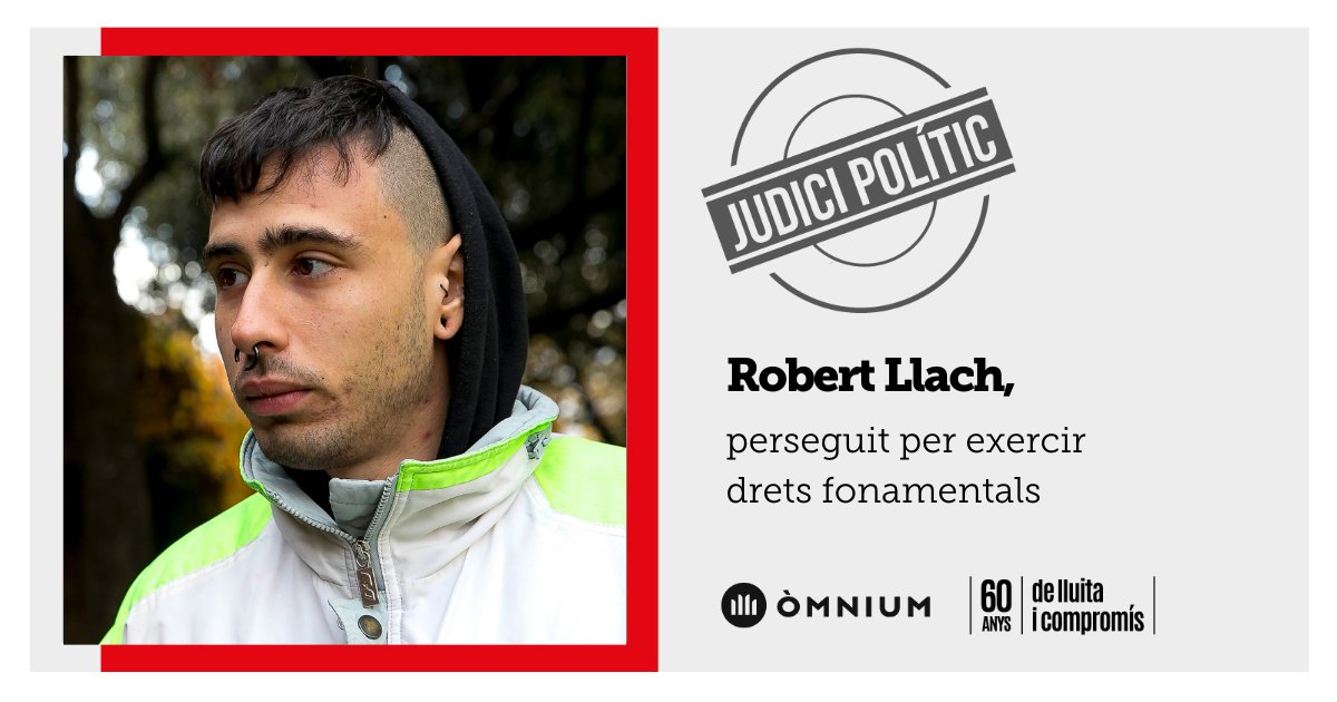 👨‍⚖️ Avui en Robert Llach (<a href="/robertabsolucio/">robertabsolucio</a>) afronta un judici polític en una causa injusta que dibuixa el mapa de la repressió de l'Estat espanyol i que compta amb més de 3.500 represaliats

Tot el nostre suport, prou repressió! #AmnistiaAra #RobertAbsolució