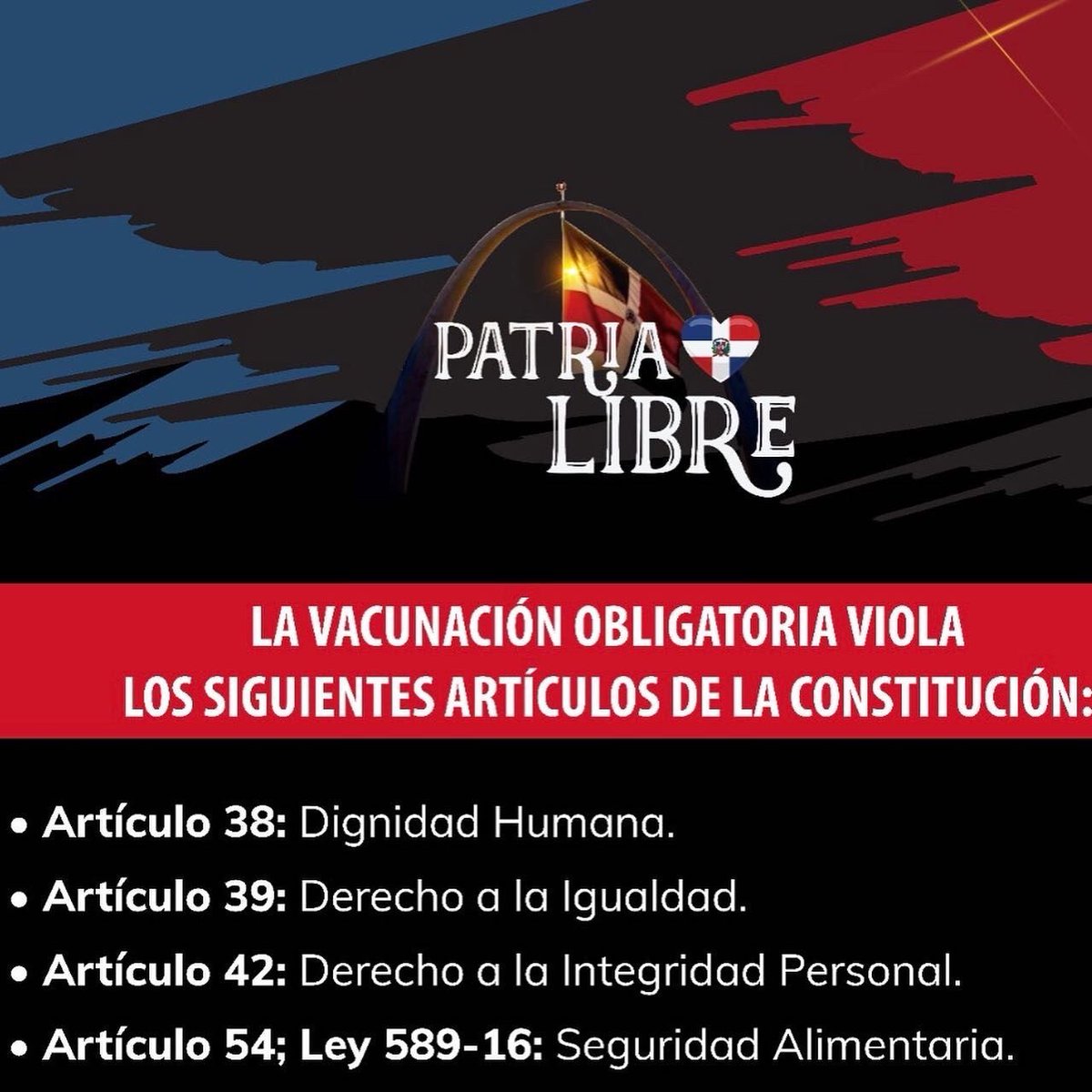 MariolySosaP's tweet photo. El domingo 6 de Febrero, Republica Dominicana levantará su voz para reclamar los derechos que nos otorga la constitución y que las disposiciones del gobierno y el ministerio de salud, pretenden desconocer.
A las 4:30 de la tarde en el parque independencia, Gazcue. https://t.co/SbAUJw7Fsl