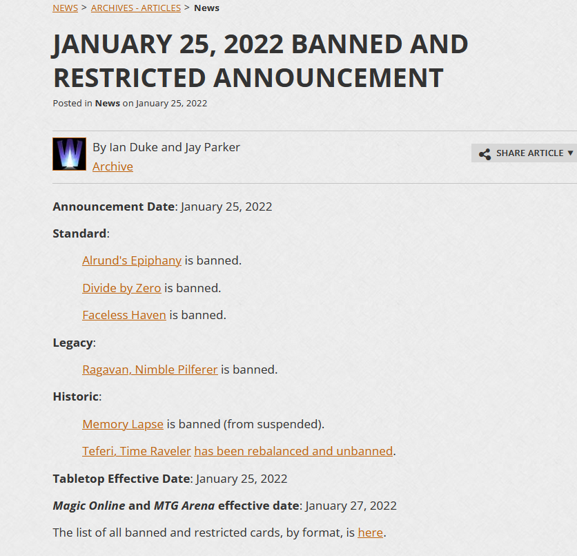 mtg restricted card list Magic the Gathering: Warhammer 40,000 Commander Deck