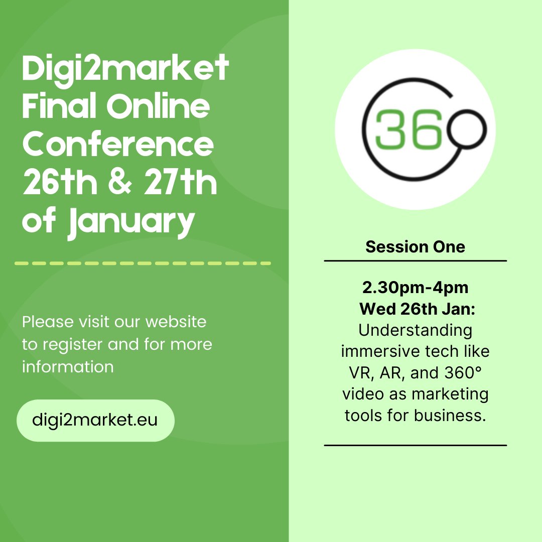 Digi2Market's tweet photo. Immersive Tech expert Tom Houston, of @SentirealCom will share his insights into developing sales and marketing, and business growth strategies for SMEs in Session 1  of the #digi2market final conference tomorrow. Register for FREE here:
https://t.co/PiEWscPJrT https://t.co/4GgCUkvnJ3