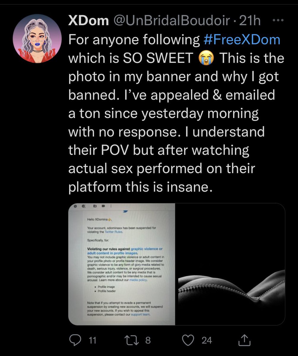 CryptoRick423's tweet photo. 🚨PLEASE Follow 🔥🔥🔥🔥@UnBridalBoudoir the artist behind Dangerous Curves, that was unjustly suspended on twitter for her beautiful #photography & #Art 😡 Help her get back to where she was at 5k followers. #FreeXDom #NFT #NFTCommunity #WomeninNFTs #NFTs 🚨Please #RT👈 https://t.co/fNAQwcMNMc